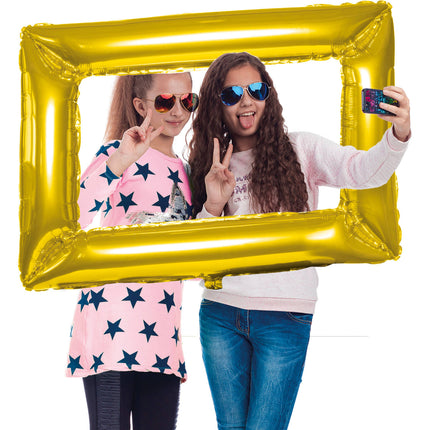 Feestbazaar Gouden Folieballon Fotolijst (85x60cm)
