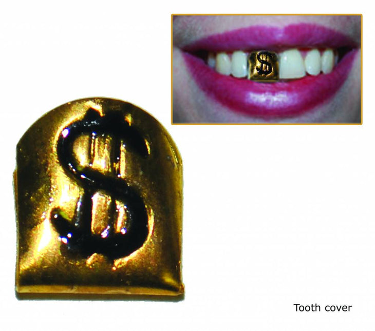 Feestbazaar Gouden Gangster tand dollar teken