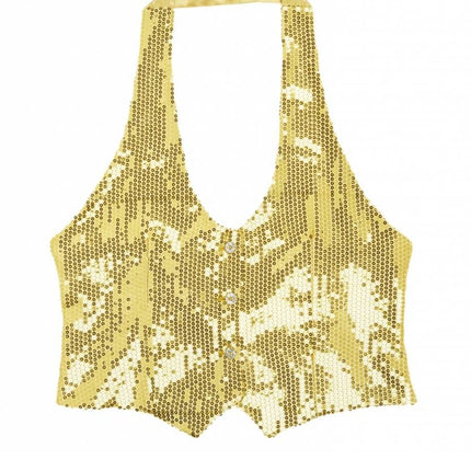 Feestbazaar Gouden Glitter Gilet Dames