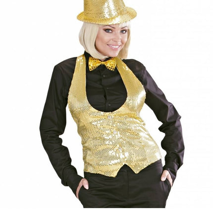 Feestbazaar Gouden Glitter Gilet Dames