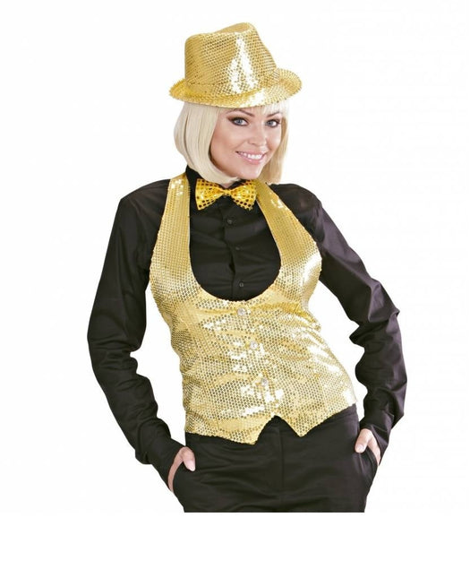 Feestbazaar Gouden Glitter Gilet Dames