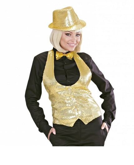 Feestbazaar Gouden Glitter Gilet Dames