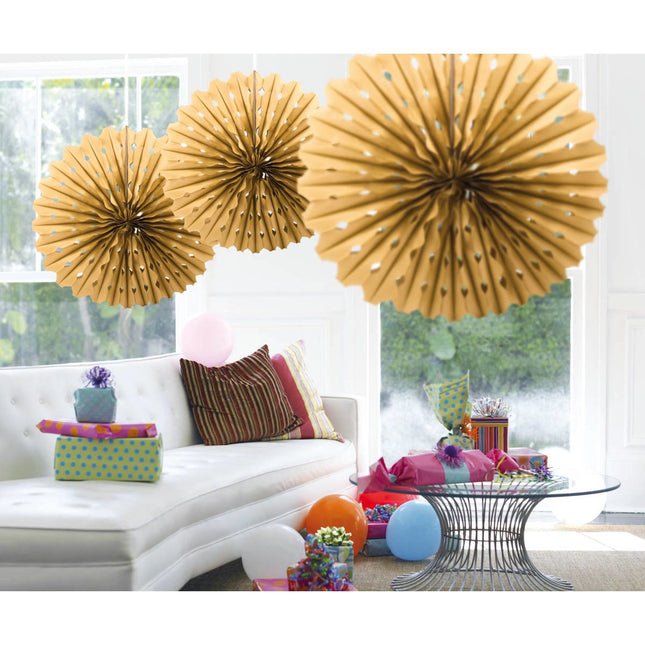 Feestbazaar Gouden Honeycomb Waaier - 45cm