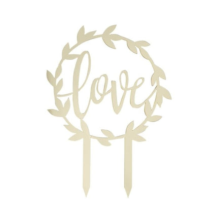 Feestbazaar Gouden 'Love' Bruidstaart Topper
