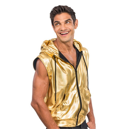 Feestbazaar Gouden Mouwloos Jasje Met Capuchon
