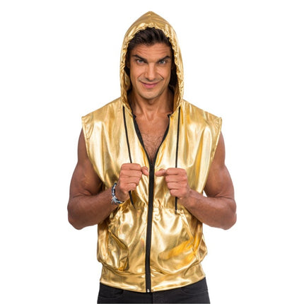 Feestbazaar Gouden Mouwloos Jasje Met Capuchon