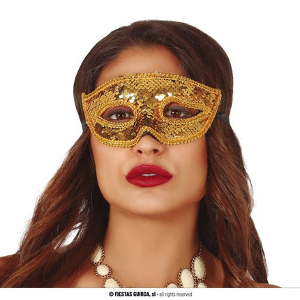Feestbazaar Gouden Oogmasker Pailletten