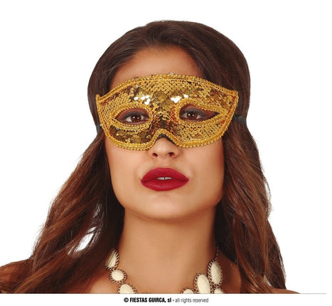 Feestbazaar Gouden Oogmasker Pailletten