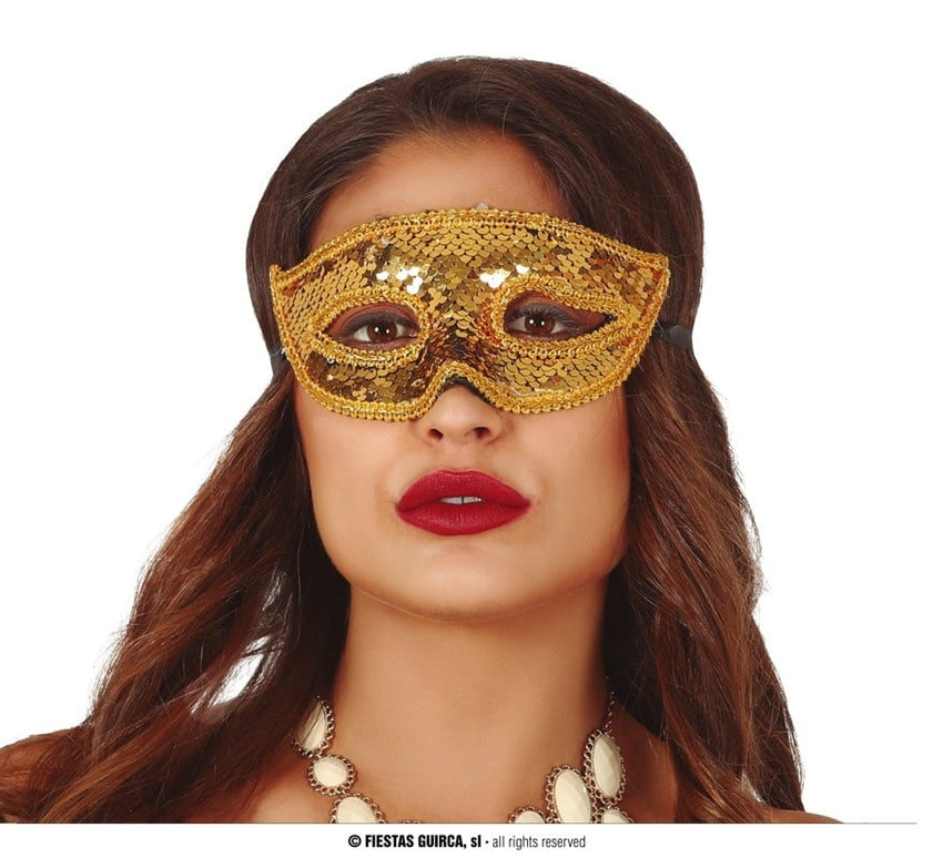 Feestbazaar Gouden Oogmasker Pailletten