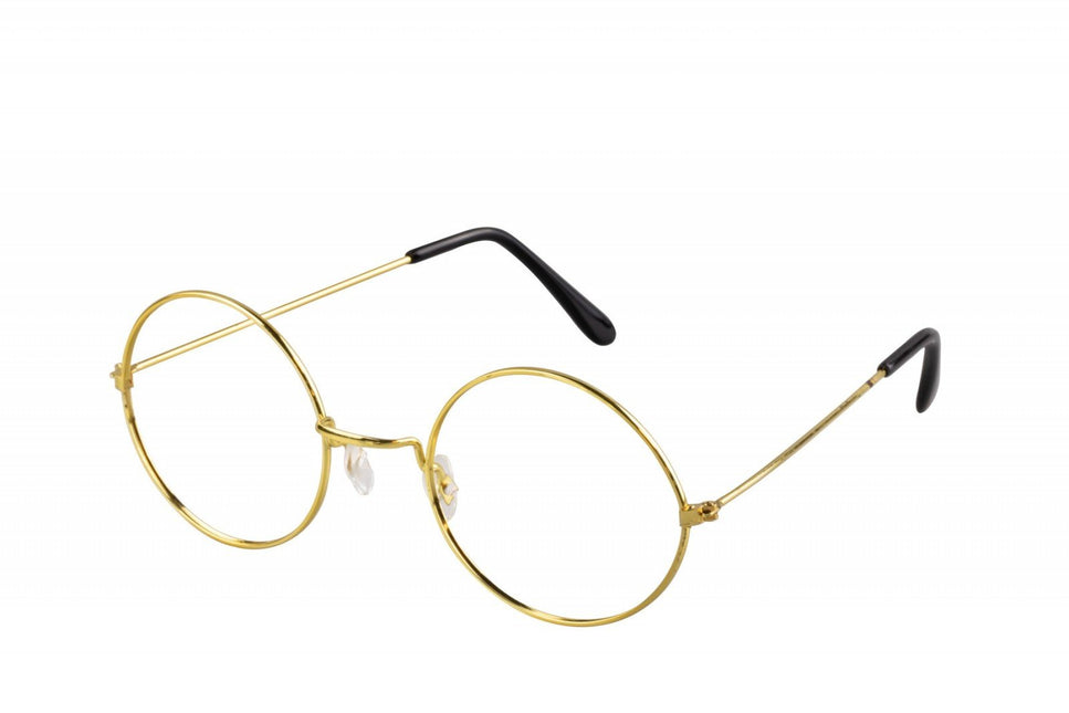 Feestbazaar Gouden ronde bril zonder glazen