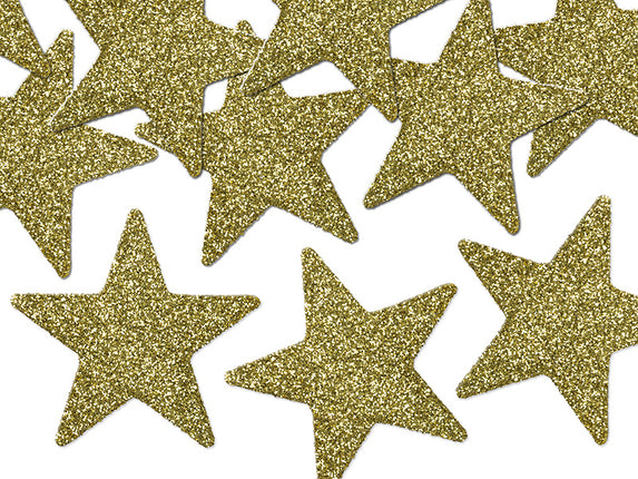 Feestbazaar Gouden Sterren Glitter Decoratie (8st)