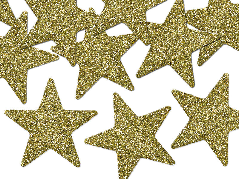 Feestbazaar Gouden Sterren Glitter Decoratie (8st)