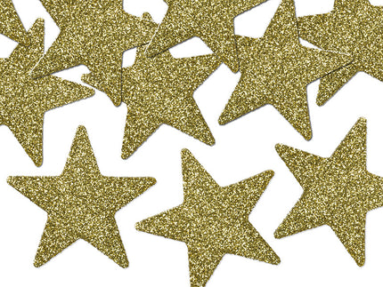 Feestbazaar Gouden Sterren Glitter Decoratie (8st)