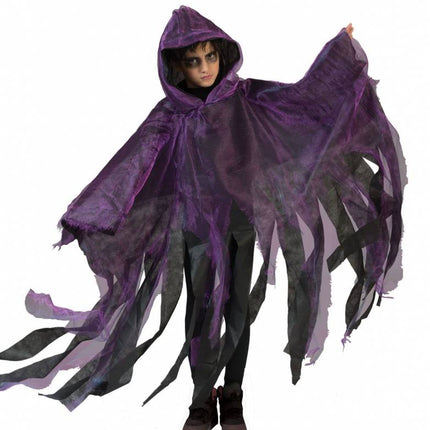 Feestbazaar Griezelige Halloween cape kind paars