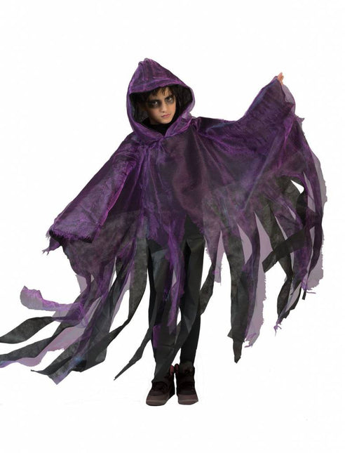Feestbazaar Griezelige Halloween cape kind paars