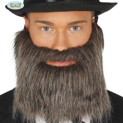 Feestbazaar Grijze baard met snor