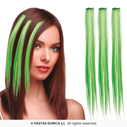 Feestbazaar Groene Hair Extensions 50cm (3st)