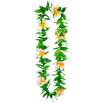 Feestbazaar Groene Hawaiikrans Met Witte Bloemen