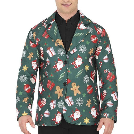 Feestbazaar Groene Kerstmis Blazer Heren Kerstsymbolen