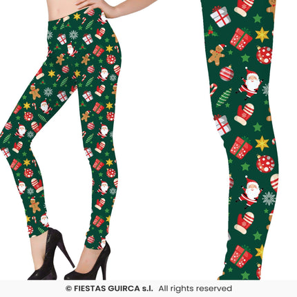 Feestbazaar Groene Kerstmis Legging Prints