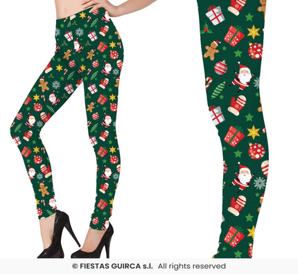 Feestbazaar Groene Kerstmis Legging Prints