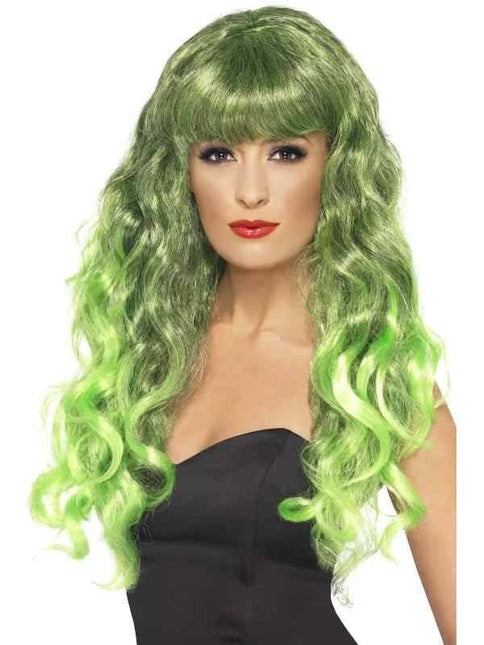 Feestbazaar Groene Lange Siren Pruik