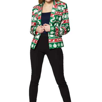 Feestbazaar Groene Noordpool Kerst Blazer dames