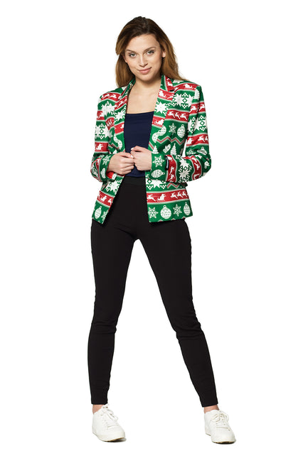 Feestbazaar Groene Noordpool Kerst Blazer dames