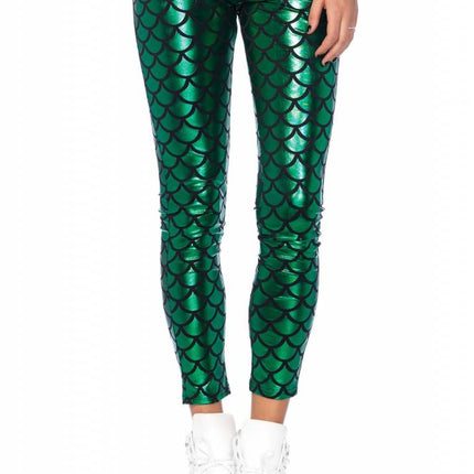 Feestbazaar Groene Zeemeermin legging met schubben look