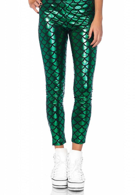 Feestbazaar Groene Zeemeermin legging met schubben look