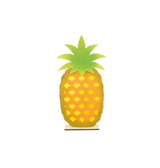 Feestbazaar Grote Ananas Vilt op houten frame (27x54,5cm)