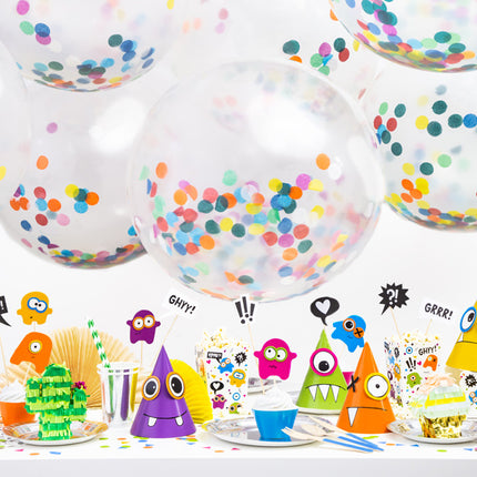 Feestbazaar Grote Confetti Ballon met kleurrijke confetti - 1 meter