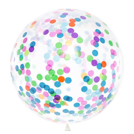 Feestbazaar Grote Confetti Ballon met kleurrijke confetti - 1 meter