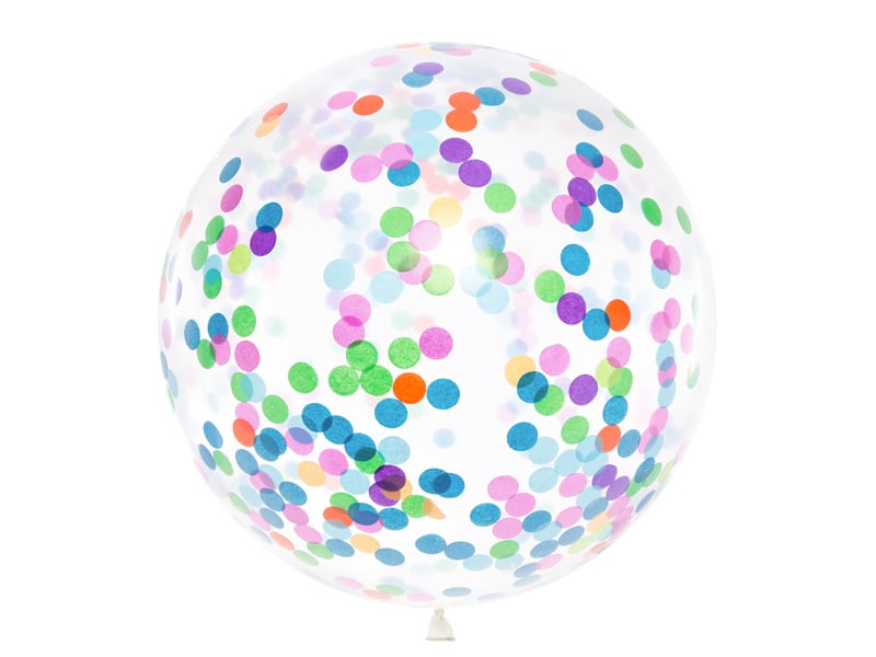 Feestbazaar Grote Confetti Ballon met kleurrijke confetti - 1 meter