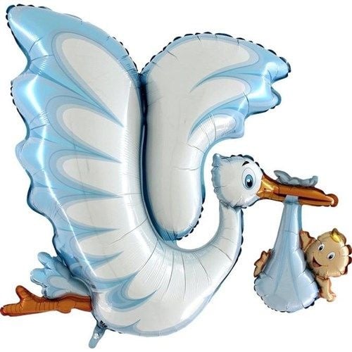 Feestbazaar Grote Folieballon Ooievaar Jongen (114cm)