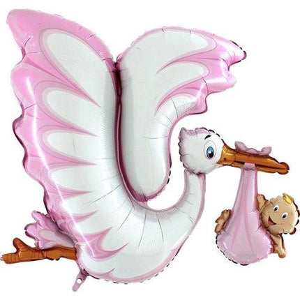 Feestbazaar Grote Folieballon Ooievaar Meisje (114cm)