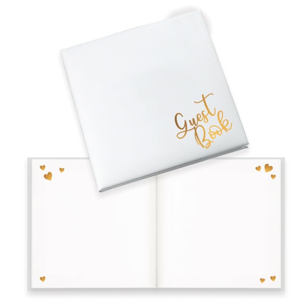 Feestbazaar Guest Book Bruiloft Goud/Wit (22x22cm)