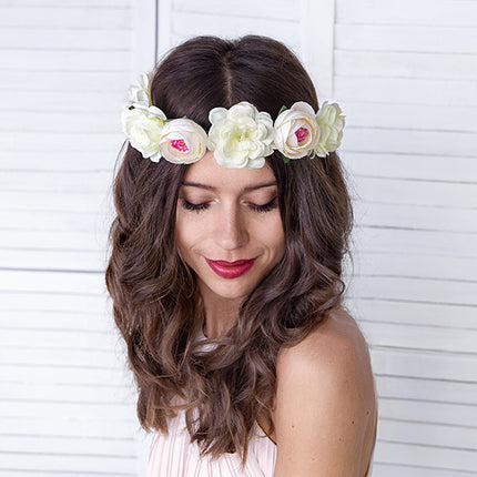 Feestbazaar Haarband Bloemen Wit
