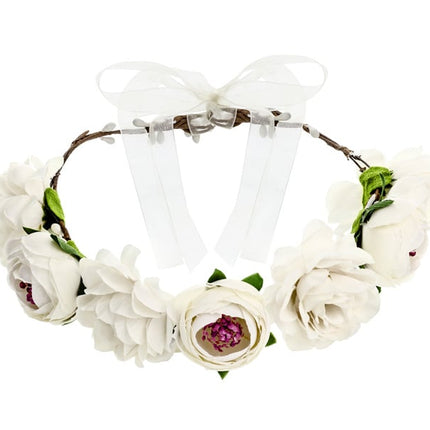 Feestbazaar Haarband Bloemen Wit