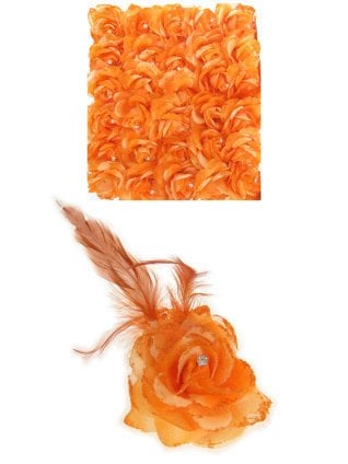 Feestbazaar Haarbloem/Broche Roos Oranje