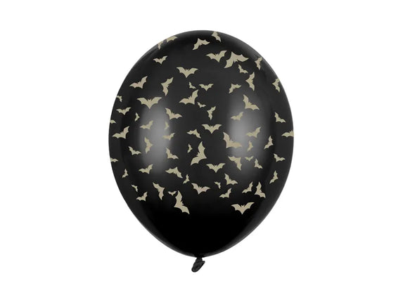 Feestbazaar Halloween Ballonnen Vleermuis Zwart 30cm (6st)