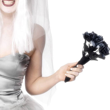 Feestbazaar Halloween boeket zwarte rozen