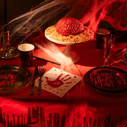 Feestbazaar Halloween Bordjes Get Out Bloody zwart/rood (6st)