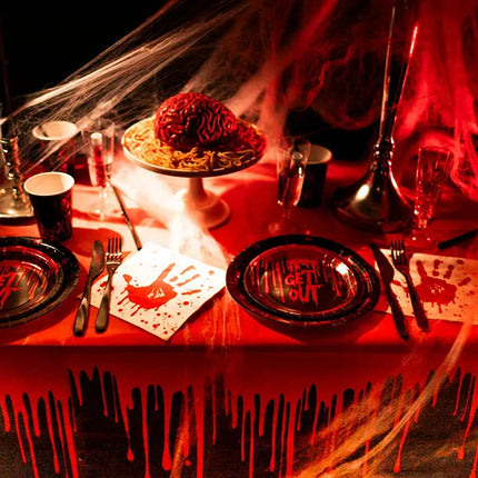 Feestbazaar Halloween Bordjes Get Out Bloody zwart/rood (6st)