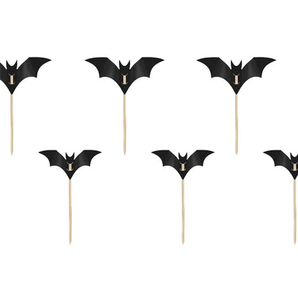 Feestbazaar Halloween Cocktailprikkers Vleermuis 5cm (6st)