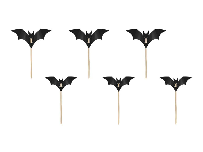 Feestbazaar Halloween Cocktailprikkers Vleermuis 5cm (6st)