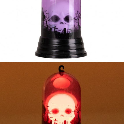 Feestbazaar Halloween Deco Doodshoofd in Kandelaar + licht