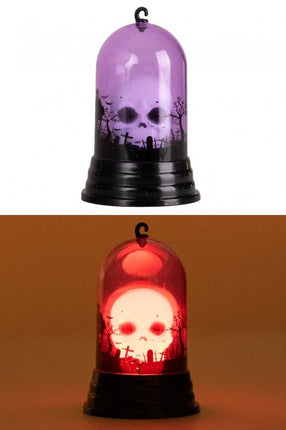 Feestbazaar Halloween Deco Doodshoofd in Kandelaar + licht