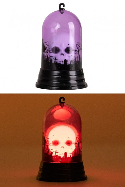 Feestbazaar Halloween Deco Doodshoofd in Kandelaar + licht
