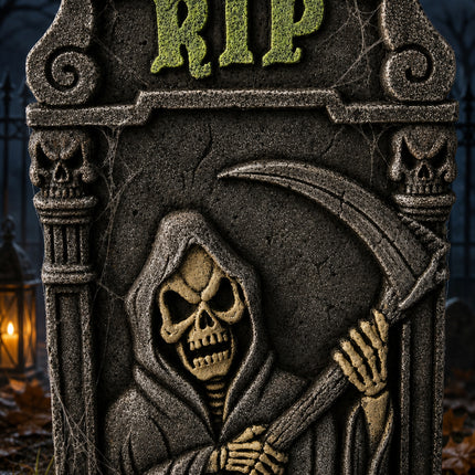 Feestbazaar Halloween Decoratie Grafsteen Reaper 60cm